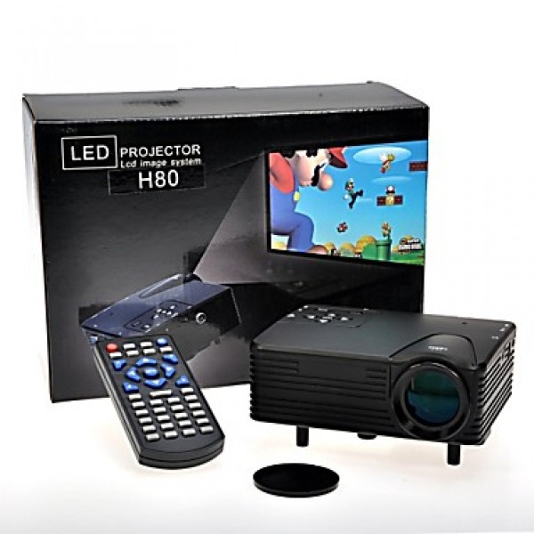Full HD  Mini VGA (640x480) LCD Image System Multimedia LED Projector with AV/VGA/SD/USB/HDMI Slots(H80)  